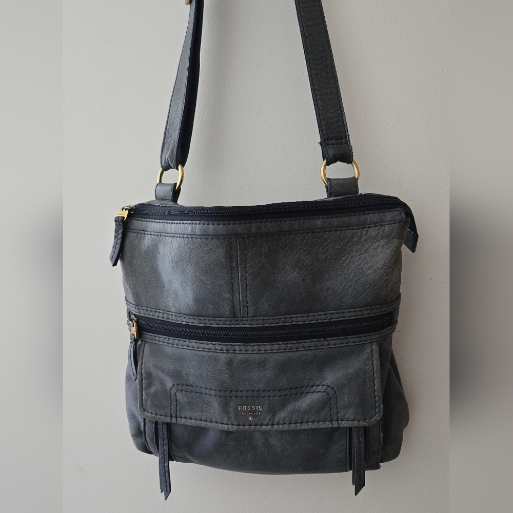 Fossil Black Leather Crossbody Bag